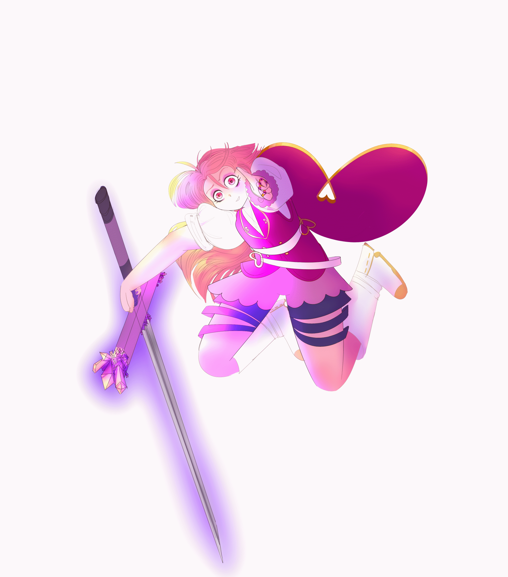 2D animation, hand-drawn in digital art software. Looping animation of jack-o-lantern chasing a lollipop across grassy field.